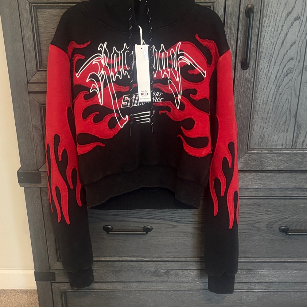 Black and Red Graphic Women's Sweater